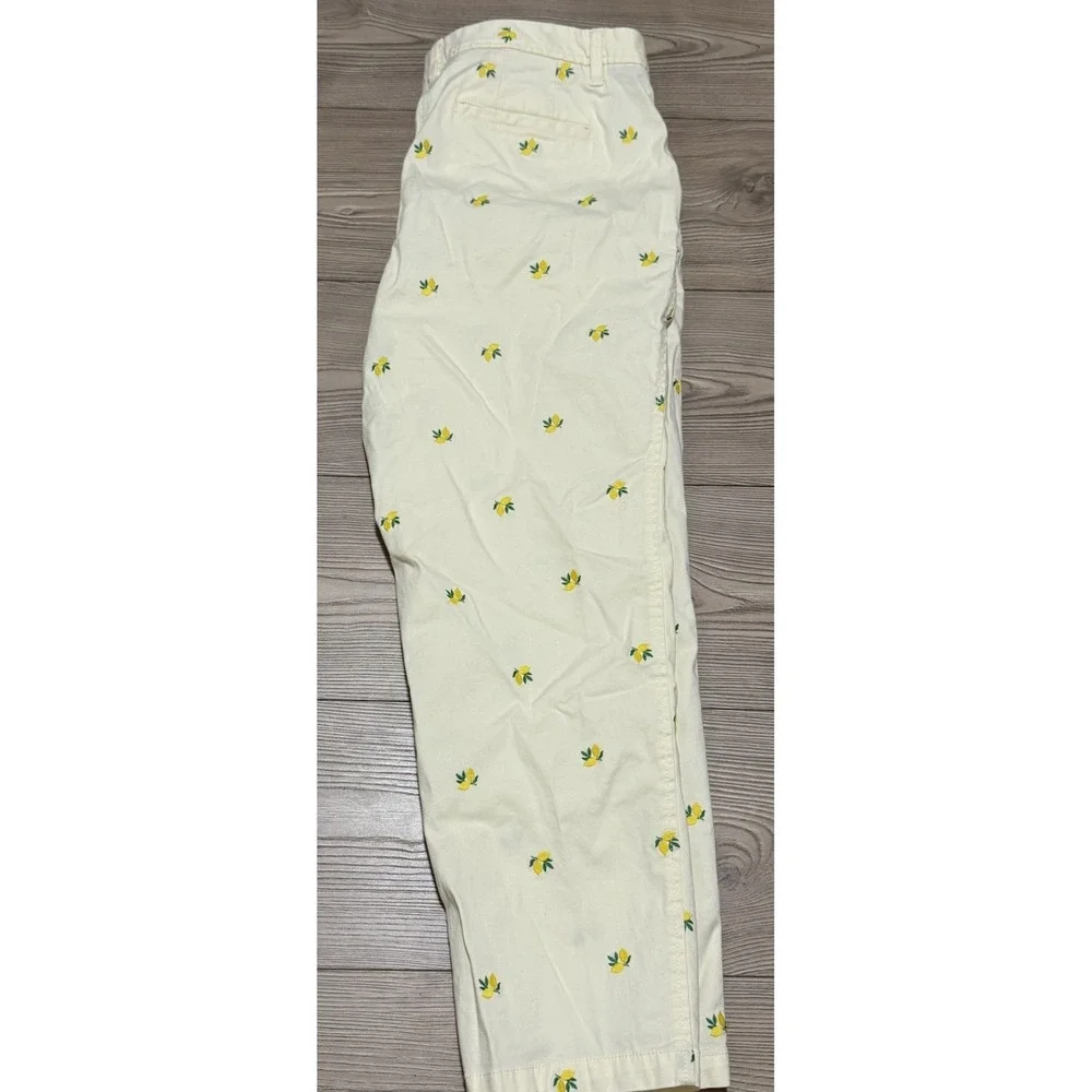Talbots Relaxed Chino Pants Women's 10P Yellow Lemon Embroidered Stretch Ankle - Picture 4 of 11